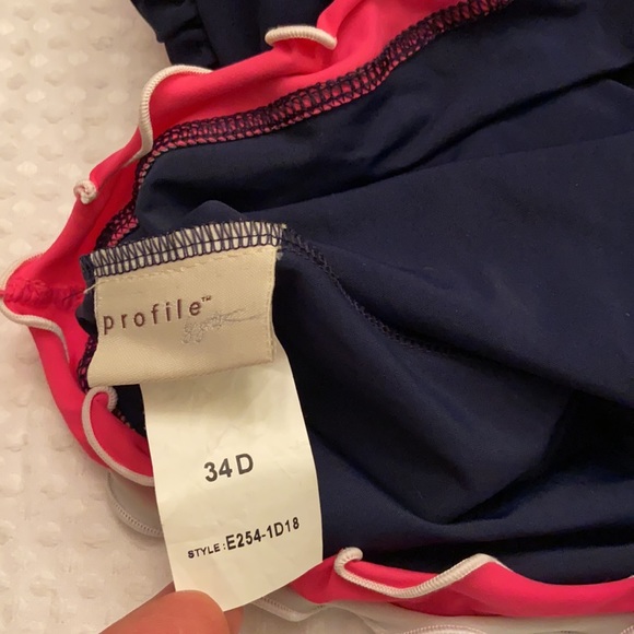 NEW! PROFILE GOTTEX Navy Pink Ruffle Tankini Top - Picture 17 of 17